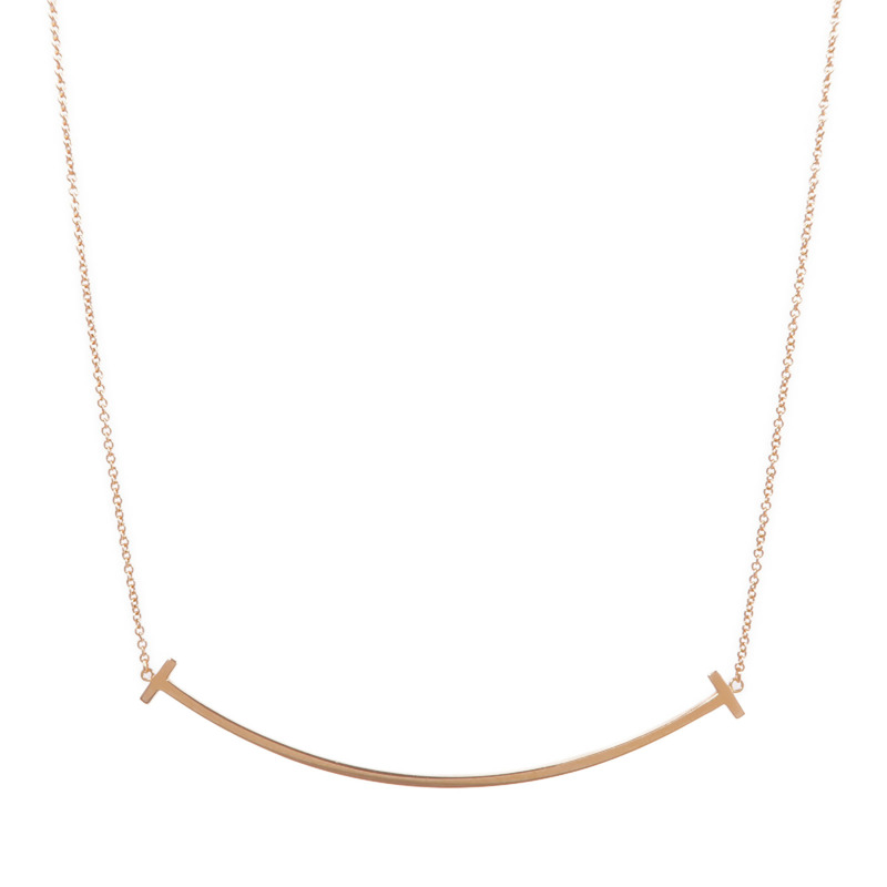 TIFFANY＆CO 18K玫瑰金T Smile Necklace項鍊-0