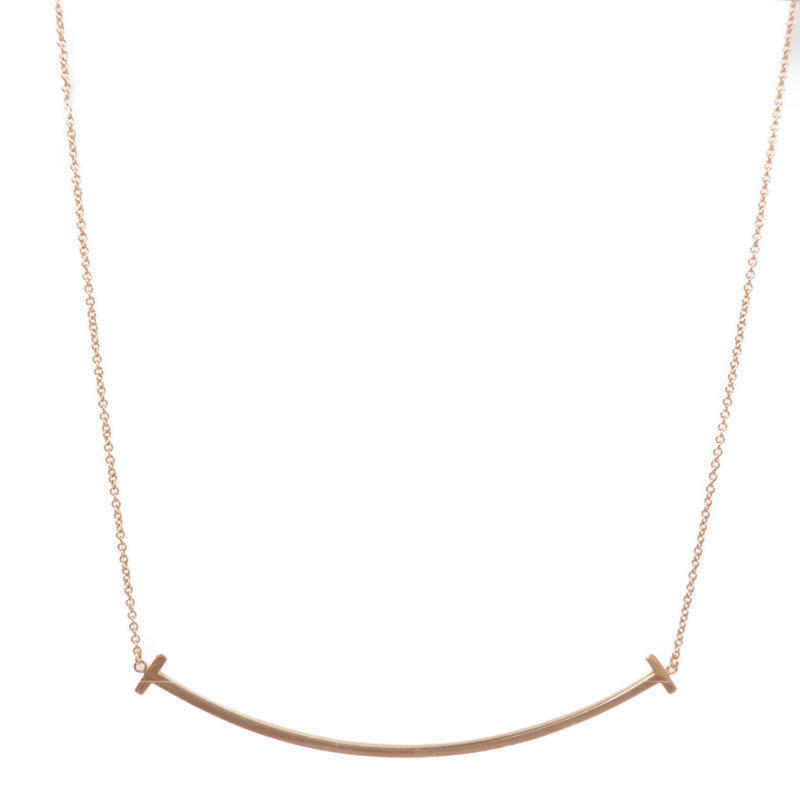 TIFFANY＆CO 18K玫瑰金T Smile Necklace項鍊-1