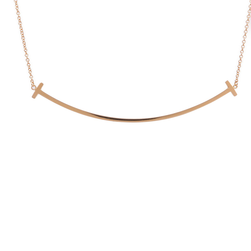 TIFFANY＆CO 18K玫瑰金T Smile Necklace項鍊-2