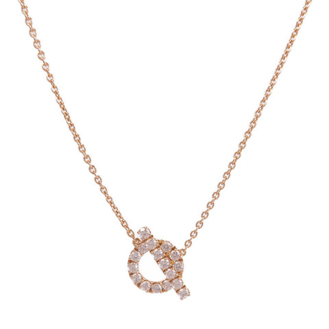 HERMES 18K玫瑰金Finesse Pendant鑽石項鍊