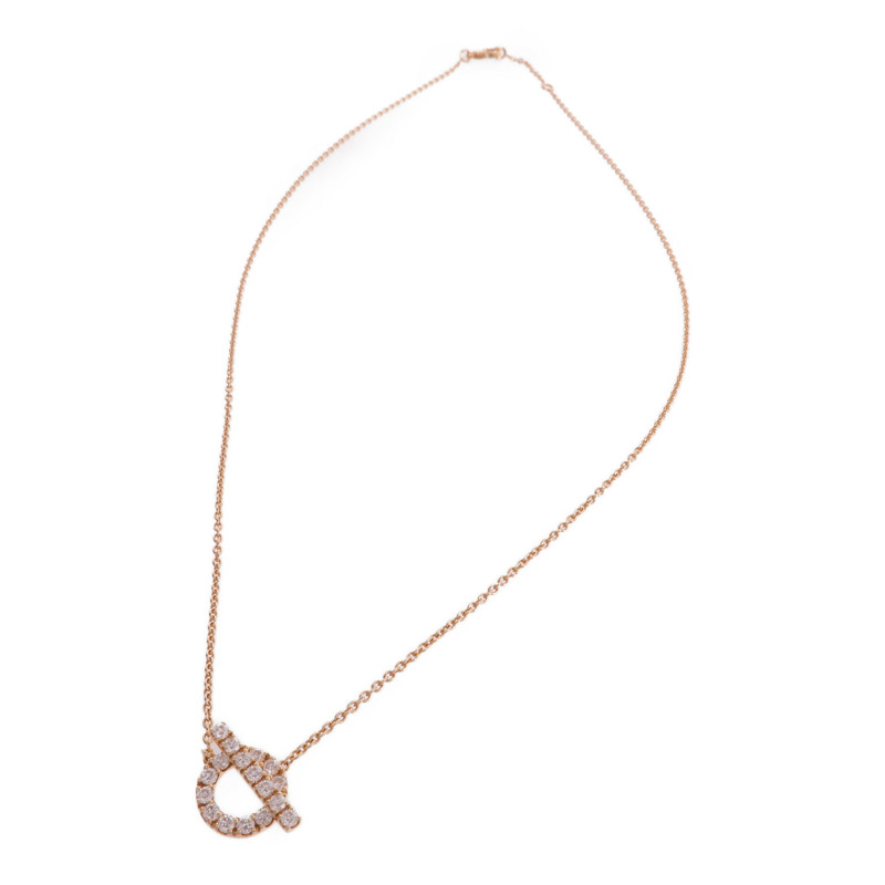 HERMES 18K玫瑰金Finesse Pendant鑽石項鍊-3