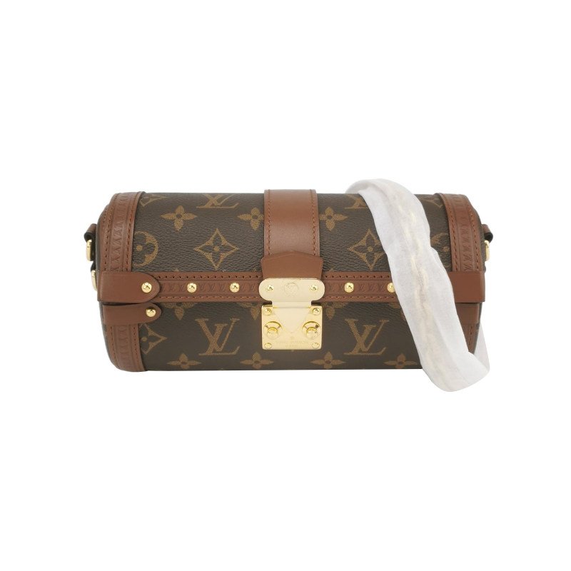 Louis Vuitton(LV)Papillon Trunk牛皮老花S-lock鎖扣圓筒包單肩包芯片款-0