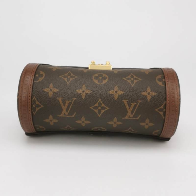 Louis Vuitton(LV)Papillon Trunk牛皮老花S-lock鎖扣圓筒包單肩包芯片款-4