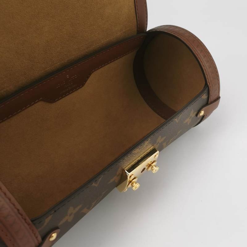 Louis Vuitton(LV)Papillon Trunk牛皮老花S-lock鎖扣圓筒包單肩包芯片款-5