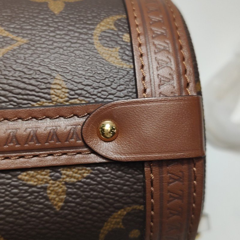 Louis Vuitton(LV)Papillon Trunk牛皮老花S-lock鎖扣圓筒包單肩包芯片款-12