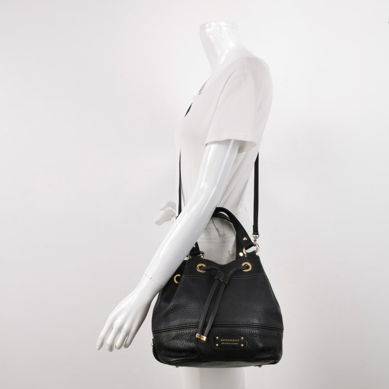 Burberry Blue Label牛皮純色字母Logo中古斜挎包-1