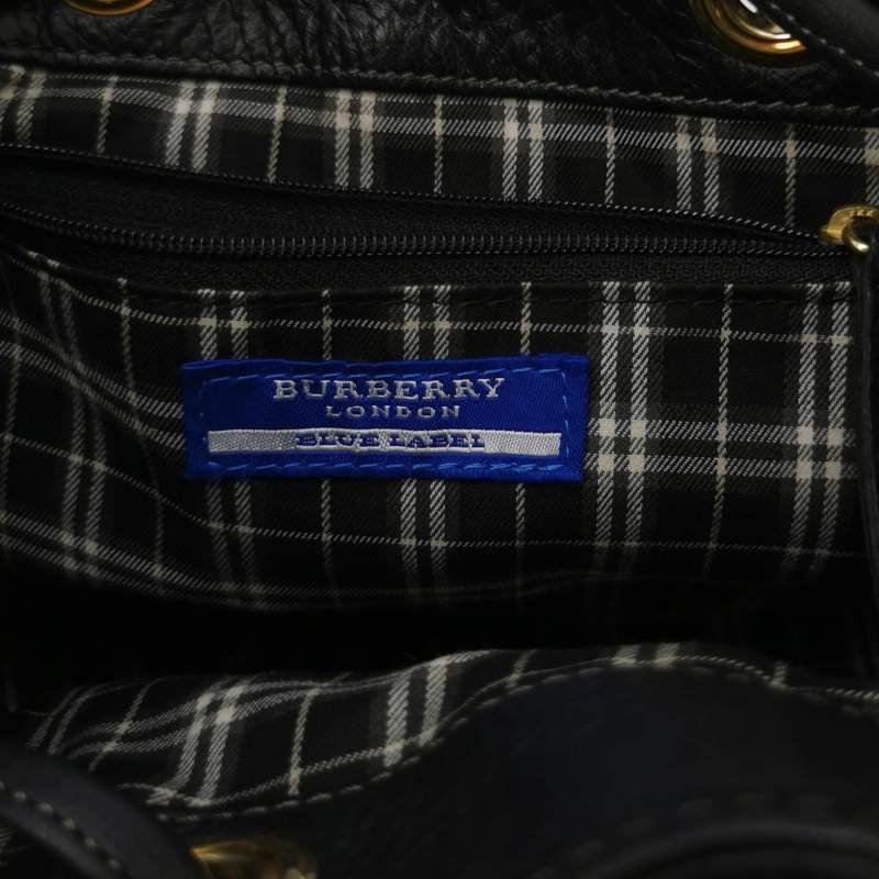 Burberry Blue Label牛皮純色字母Logo中古斜挎包-7
