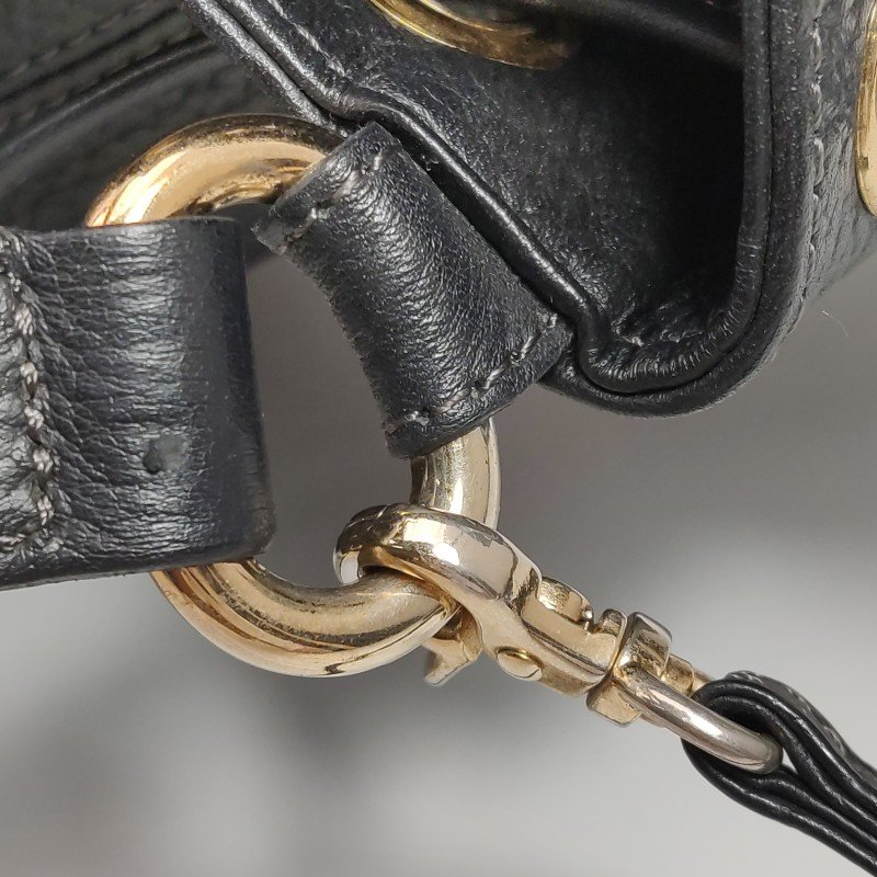 Burberry Blue Label牛皮純色字母Logo中古斜挎包-10