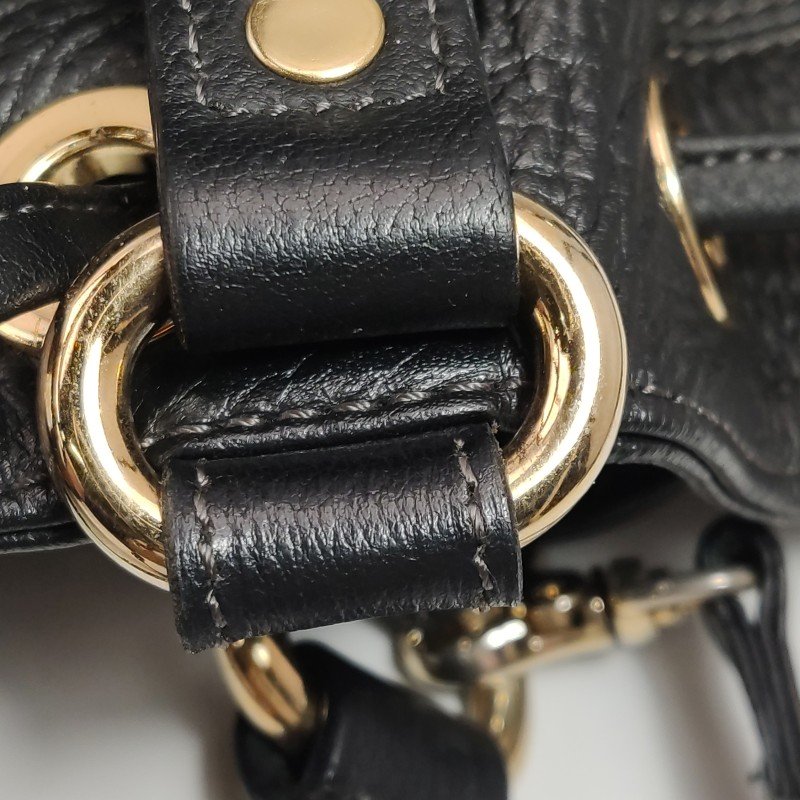 Burberry Blue Label牛皮純色字母Logo中古斜挎包-11