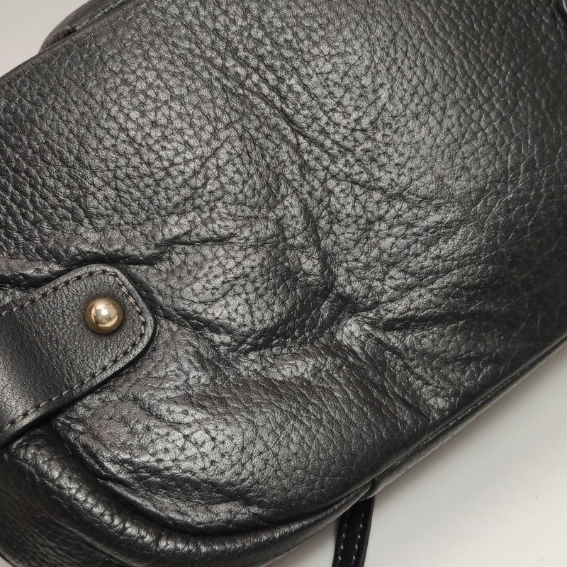 Burberry Blue Label牛皮純色字母Logo中古斜挎包-13