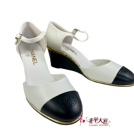 ＊奢華大道國際精品＊【CH0356】CHANEL 黑/白色小羊皮瑪莉珍鞋 38C-0
