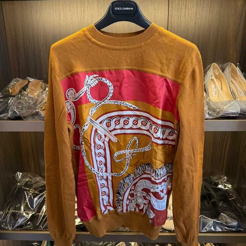 hermes山羊絨桑蠶絲毛衣 36碼偏大 胸圍96左右 98新
