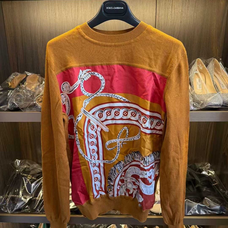 hermes山羊絨桑蠶絲毛衣 36碼偏大 胸圍96左右 98新-3