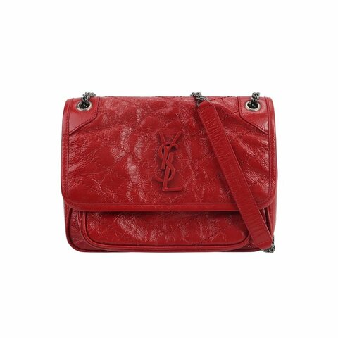 Saint Laurent Niki小號油蠟皮純色V紋絎縫YSL標誌單肩包