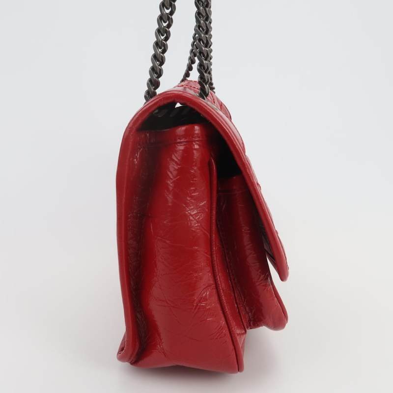 Saint Laurent Niki小號油蠟皮純色V紋絎縫YSL標誌單肩包-3