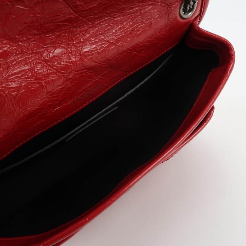 Saint Laurent Niki小號油蠟皮純色V紋絎縫YSL標誌單肩包-6