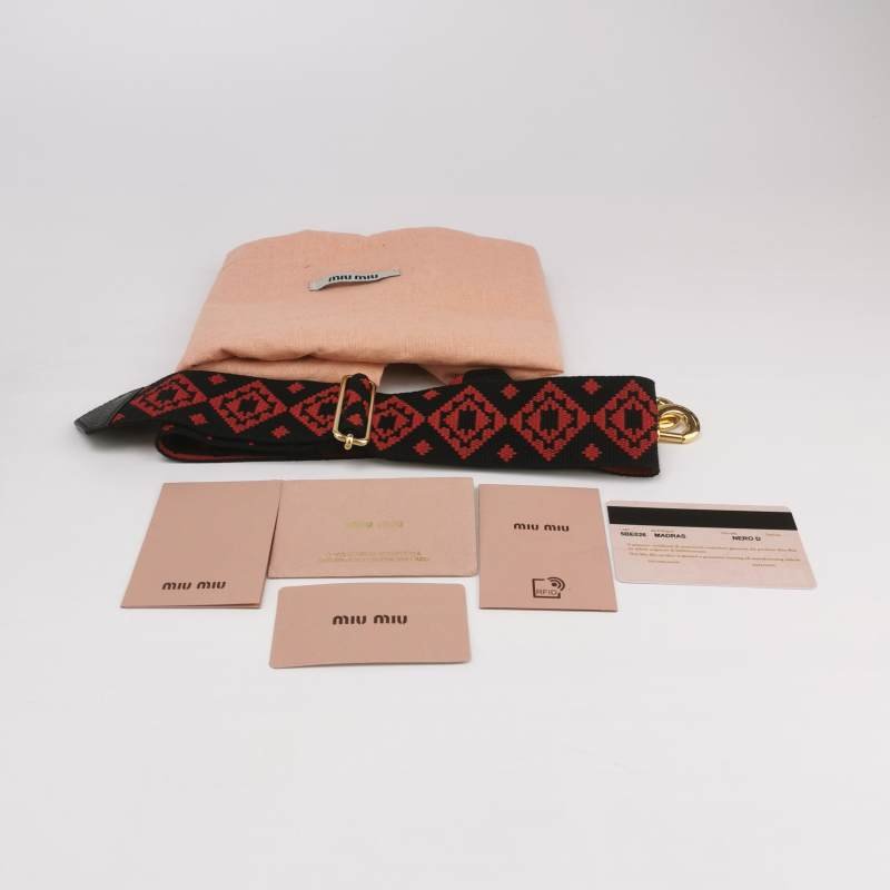 Miu Miu羊皮拼色字母Logo拉鏈斜挎包單肩包-8