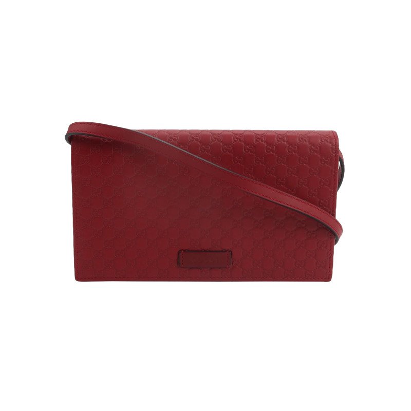 Gucci 牛皮純色雙G logo壓紋斜挎包單肩包-0