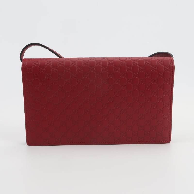 Gucci 牛皮純色雙G logo壓紋斜挎包單肩包-4