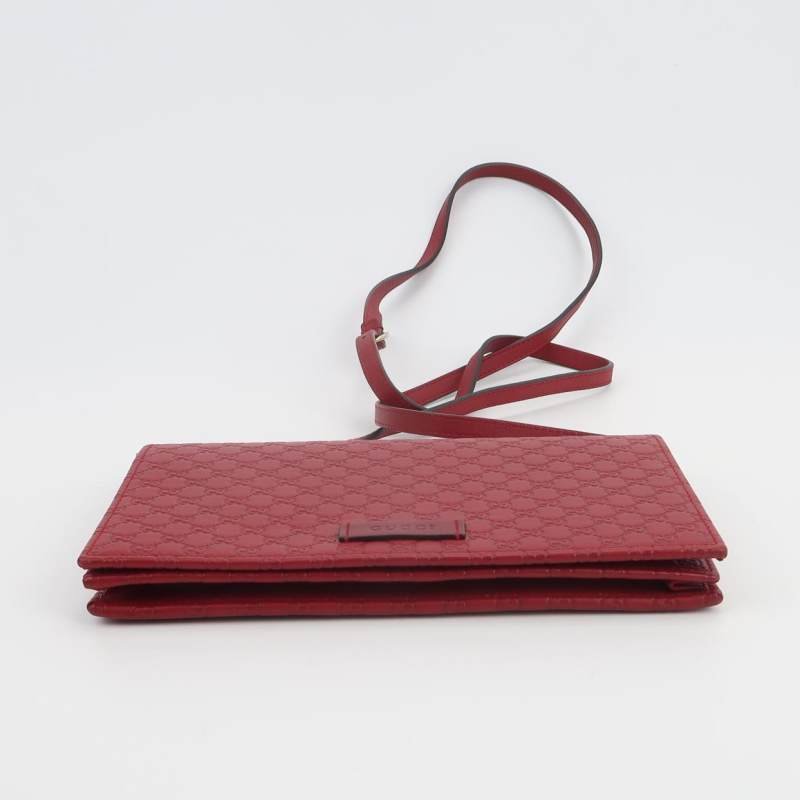 Gucci 牛皮純色雙G logo壓紋斜挎包單肩包-5