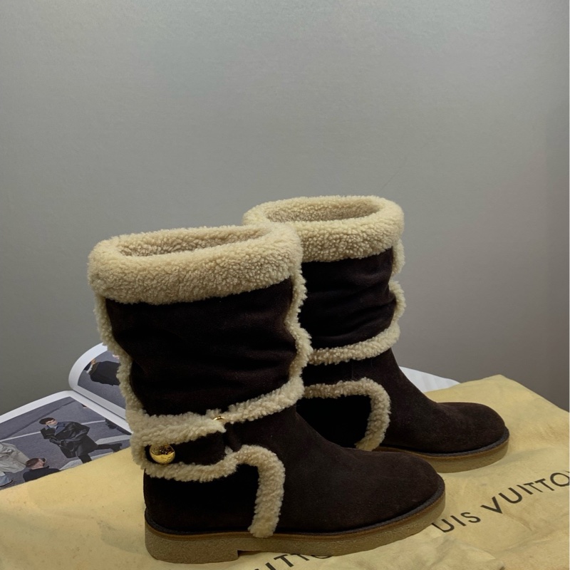 閒置新 路易威登/Louis Vuitton 磨砂皮麂皮雪地靴35.5碼-0