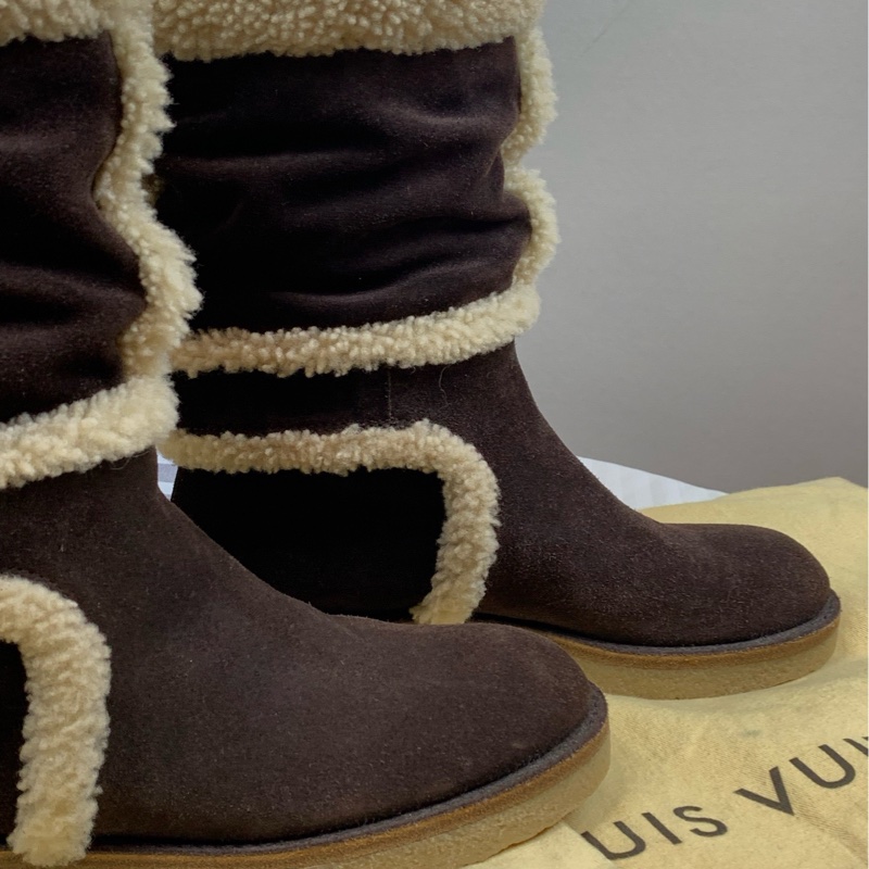 閒置新 路易威登/Louis Vuitton 磨砂皮麂皮雪地靴35.5碼-4