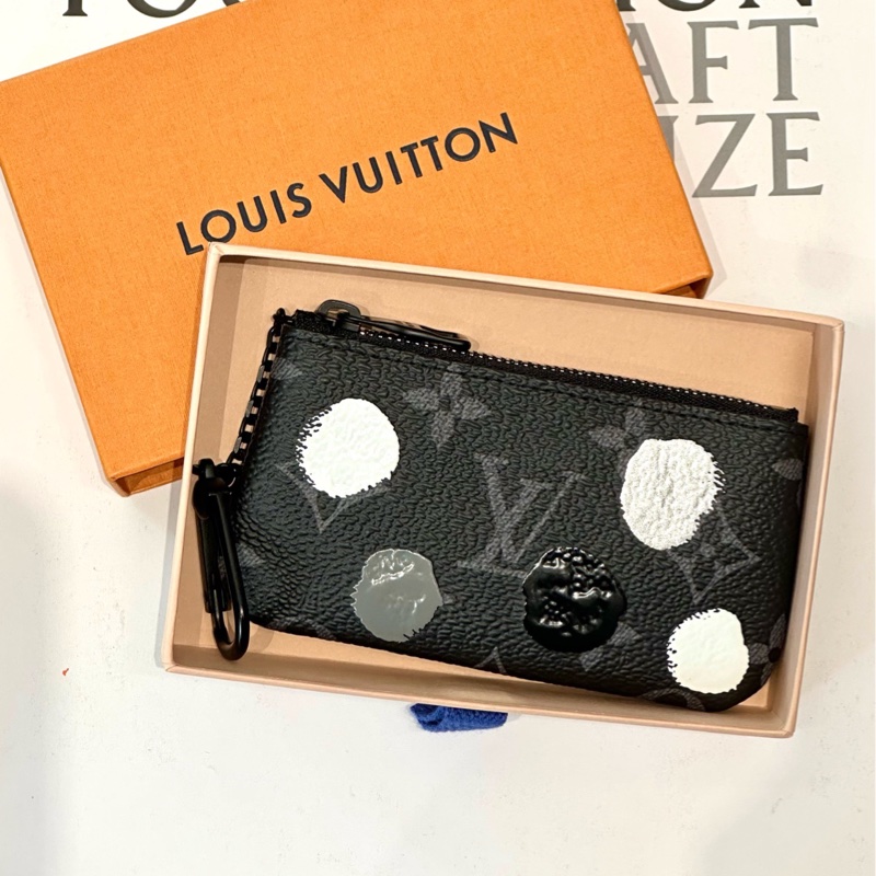 LV 草間彌生聯名黑白波點 黑武士零錢包 Yayoi Kusama限量款-0