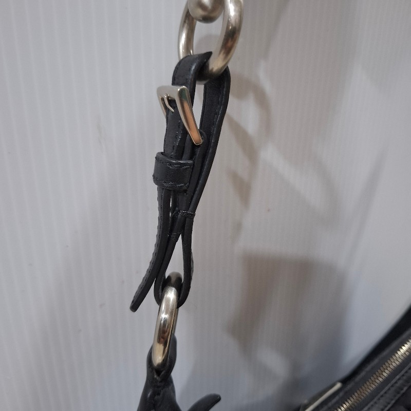 Vintage PRADA 金屬把手滾皮革腋下包-3