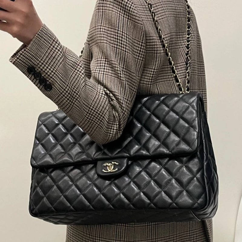 CHANEL黑金24K CF超大號機場包 40*27*11 全新閒置配件盒子塵袋-0