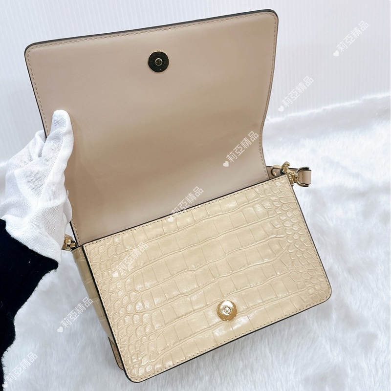 莉亞精品♡MK 奶茶斜背口蓋包 二手-14