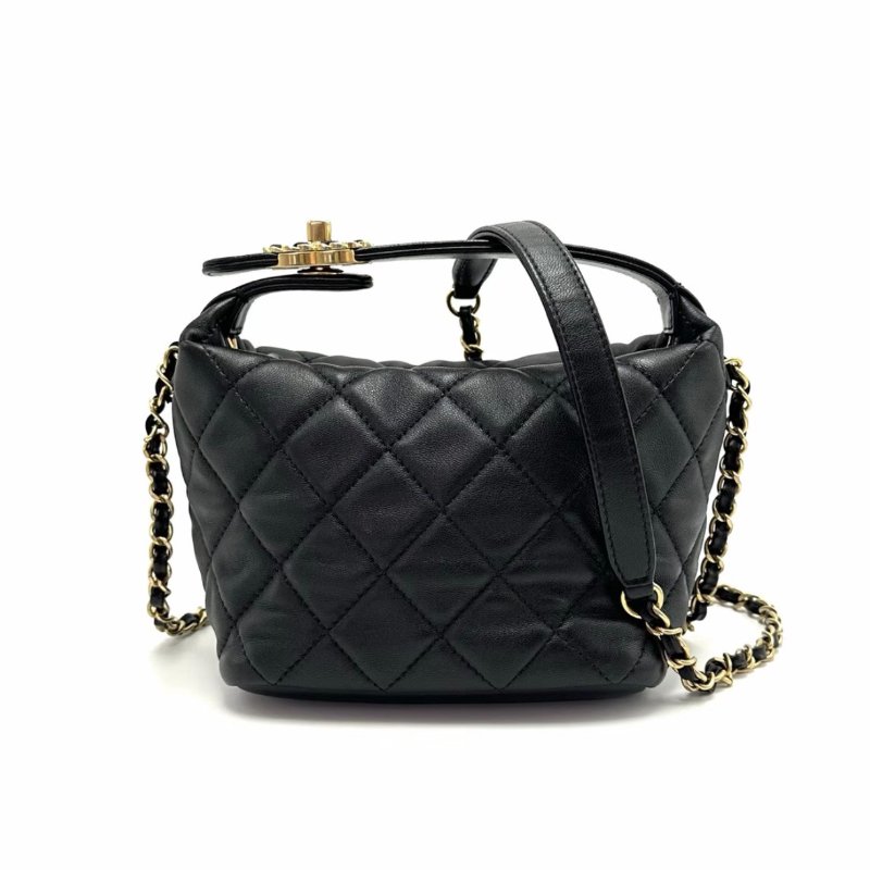 CHANEL Gabrielle黑金hobo手提肩背飯盒包15*13*12 98新配件塵袋-1
