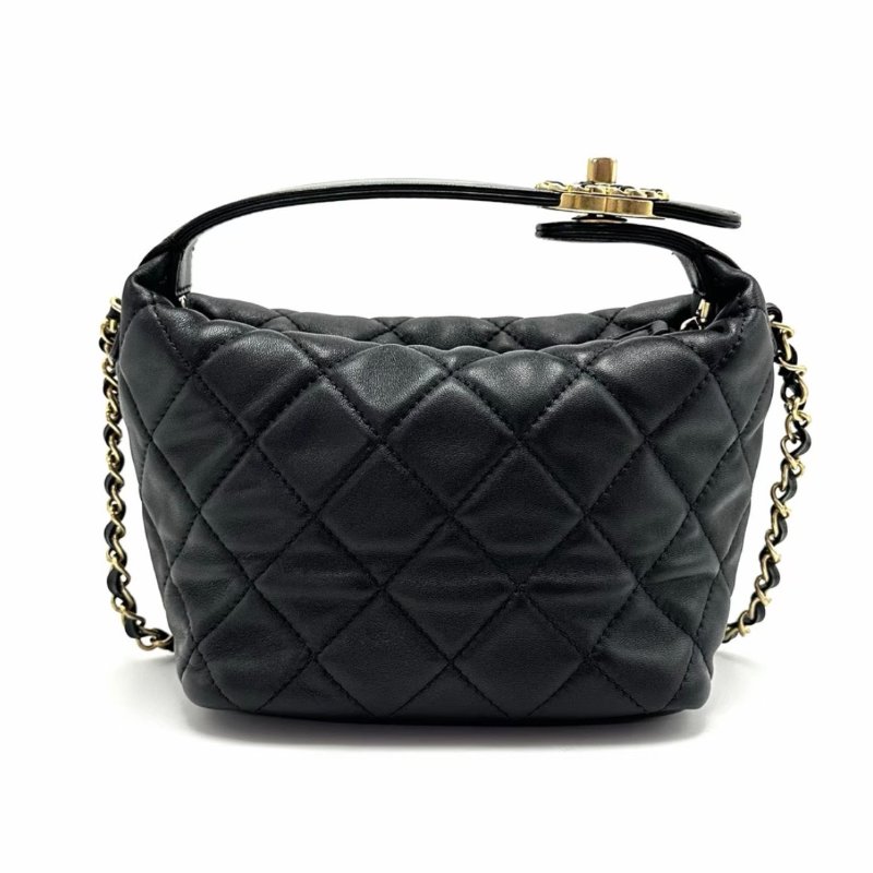 CHANEL Gabrielle黑金hobo手提肩背飯盒包15*13*12 98新配件塵袋-5