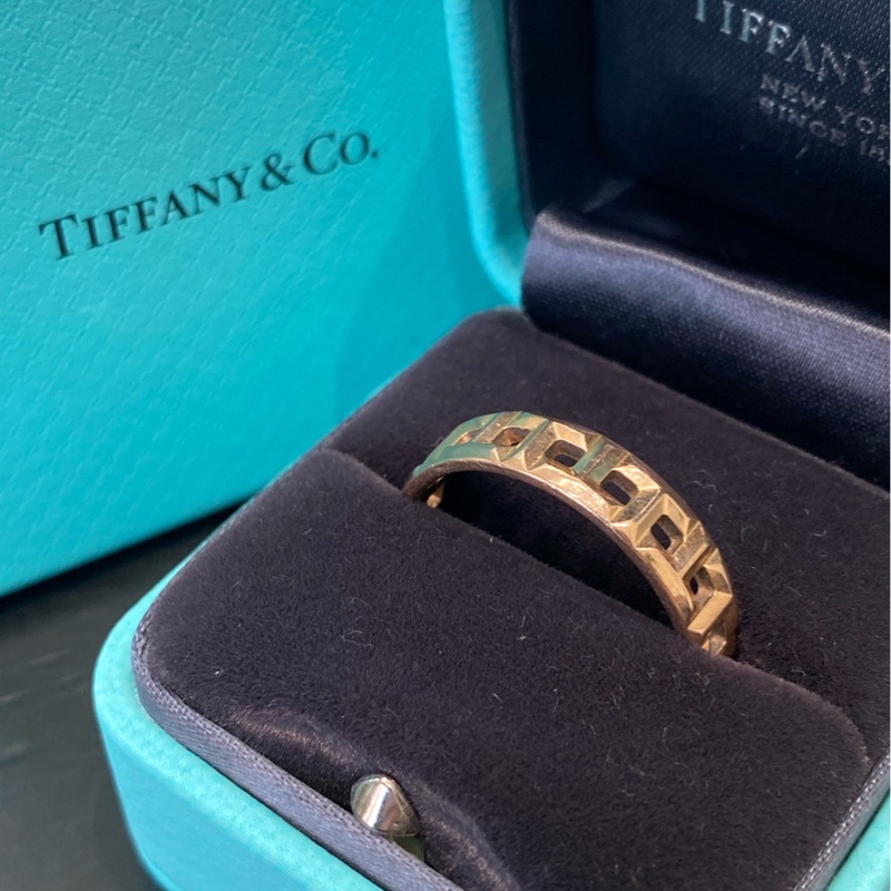 Tiffany T 系列 18K玫瑰金True 寬式戒指 62碼左右 寬約5.5毫米-0