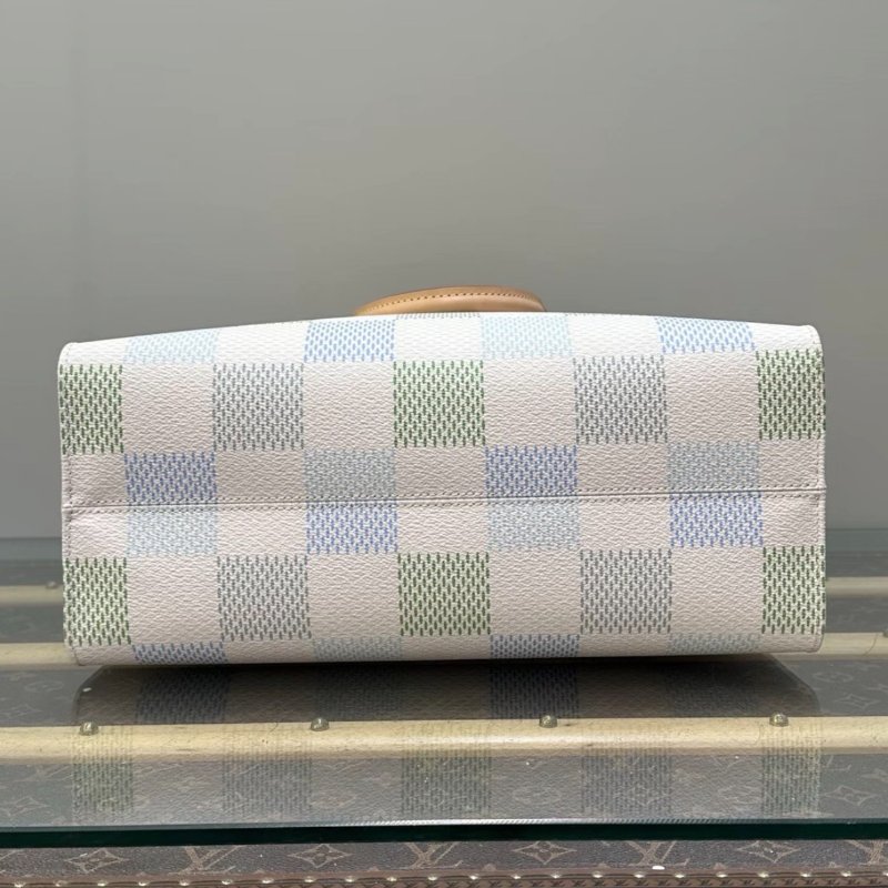 LV 彩色棋盤格onthego中號手提肩背包 芯片款35*26*15 99新配件塵袋-4