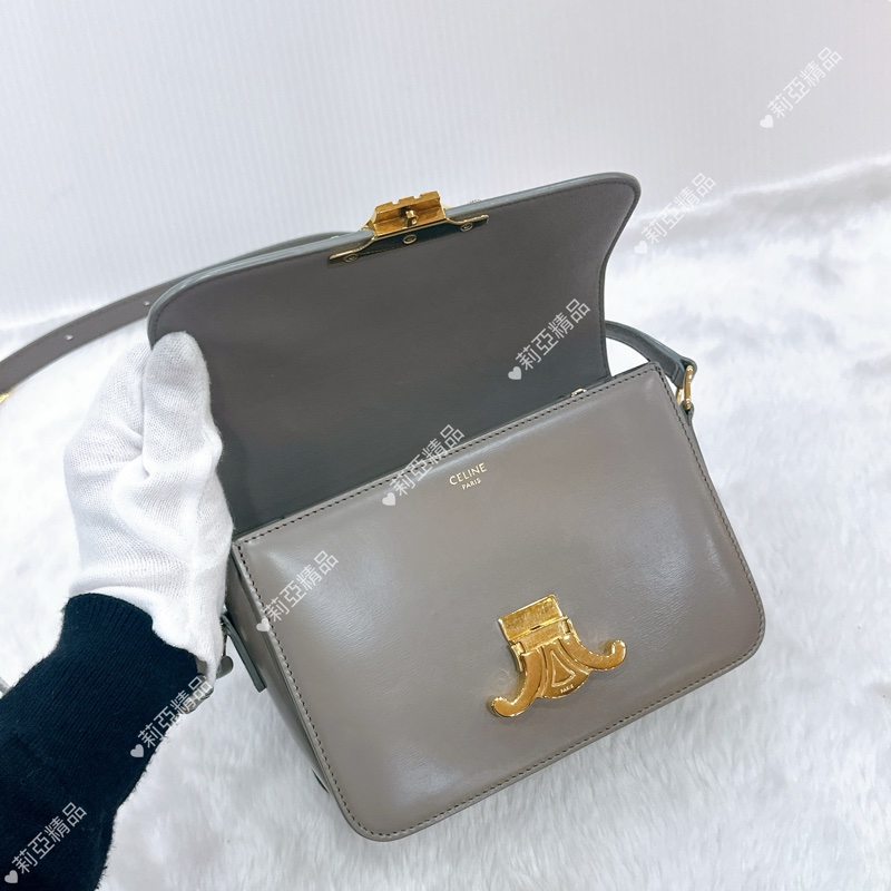 莉亞精品♡ Celine 灰色豆腐包 二手美包-12