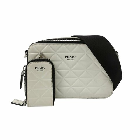 Prada Brique牛皮字母Logo子母包斜挎包單肩包