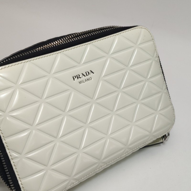 Prada Brique牛皮字母Logo子母包斜挎包單肩包-18