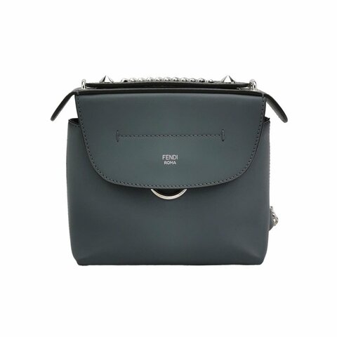 Fendi BackTo School牛皮字母Logo鍍鈀飾釘雙肩包