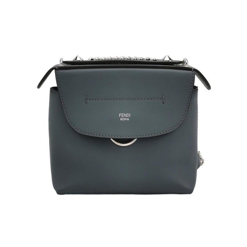 Fendi BackTo School牛皮字母Logo鍍鈀飾釘雙肩包-0