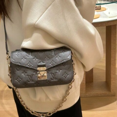 LV POCHETTE大象灰金扣mini郵差包芯片款21.5*13.5*6 98新配件盒子塵袋