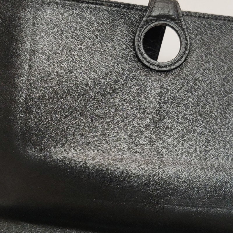 Hermes Dogon Duo馬鞍釘鎖扣錢包Clemence(TC)牛皮金扣89黑色框R刻-8