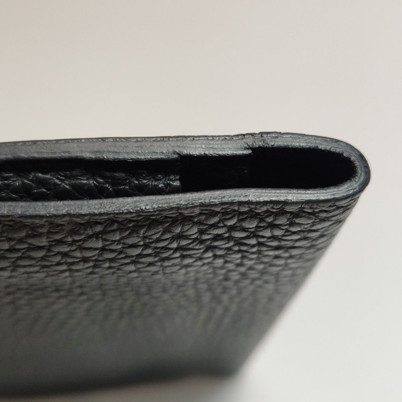 Hermes Dogon Duo馬鞍釘鎖扣錢包Clemence(TC)牛皮金扣89黑色框R刻-14