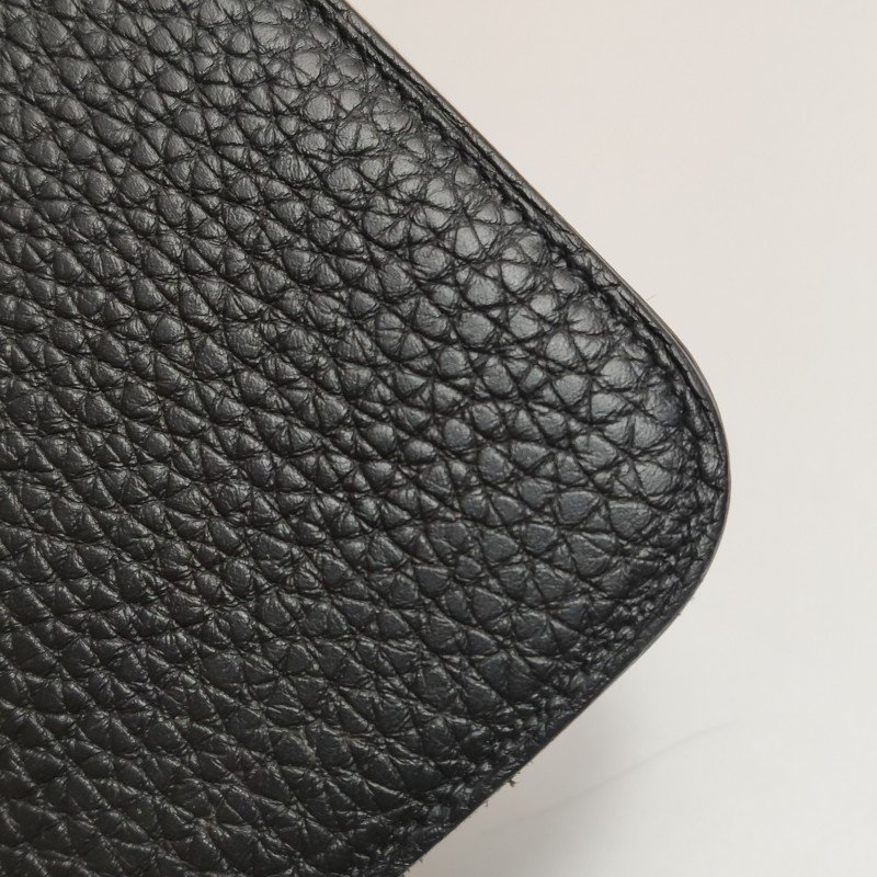 Hermes Dogon Duo馬鞍釘鎖扣錢包Clemence(TC)牛皮金扣89黑色框R刻-17