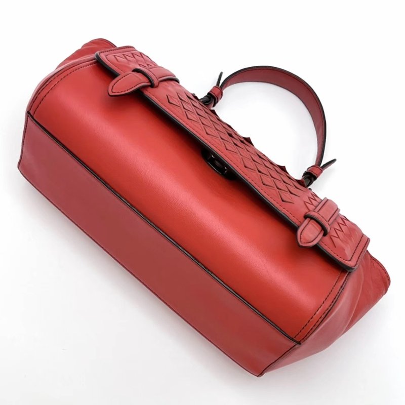 BV 經典紅色編織手提單肩包25*13*10 98新配件塵袋-2