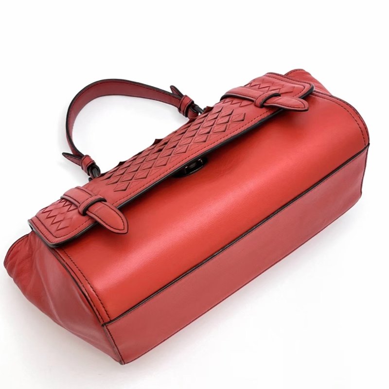 BV 經典紅色編織手提單肩包25*13*10 98新配件塵袋-3