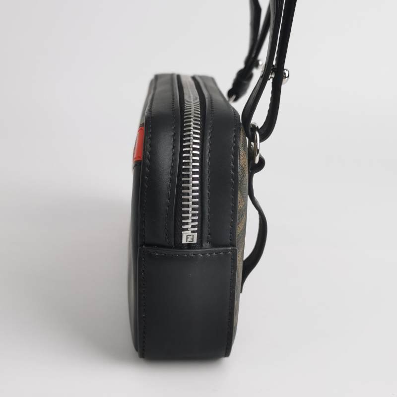 Fendi牛皮拼色雙F老花斜挎包-2