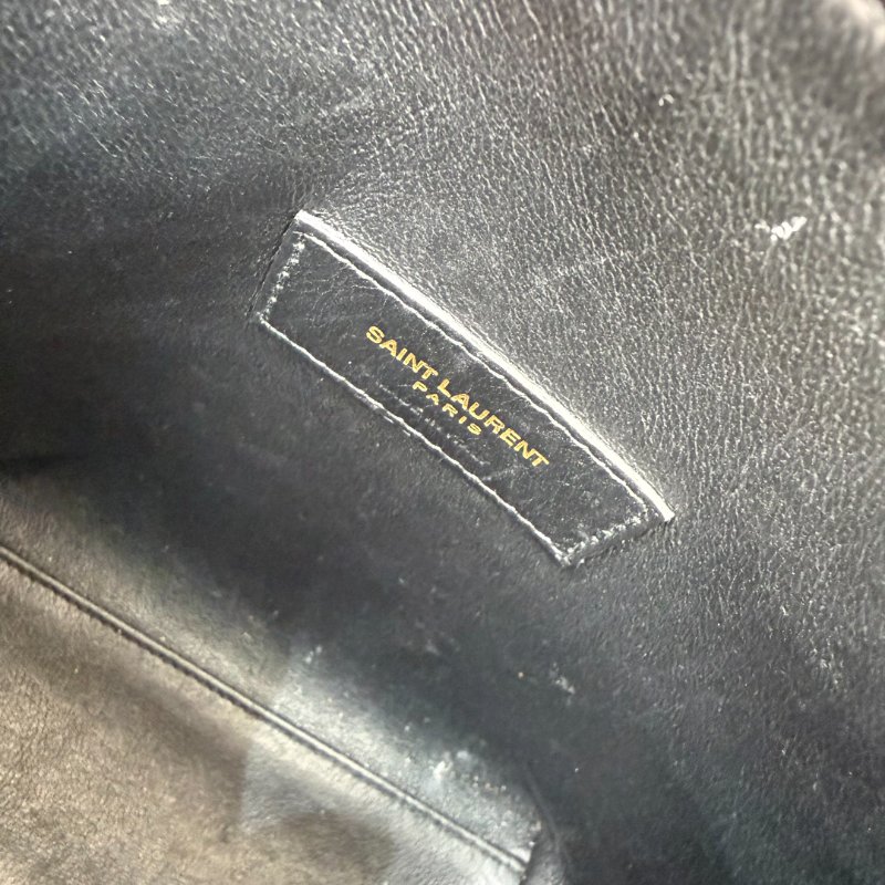 YSL 豎版 tote 黑色 鱷魚壓紋 牛皮 金扣-6