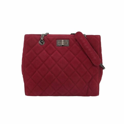 Chanel 2.55 Bag磨砂皮純色菱格絎縫矩形旋扣單肩包