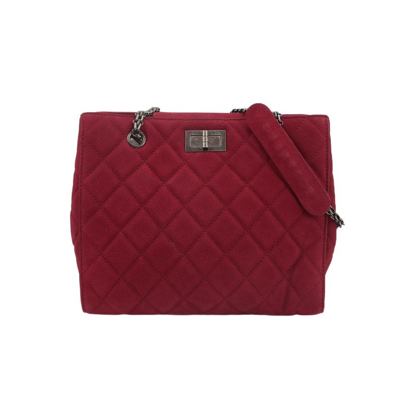 Chanel 2.55 Bag磨砂皮純色菱格絎縫矩形旋扣單肩包-0