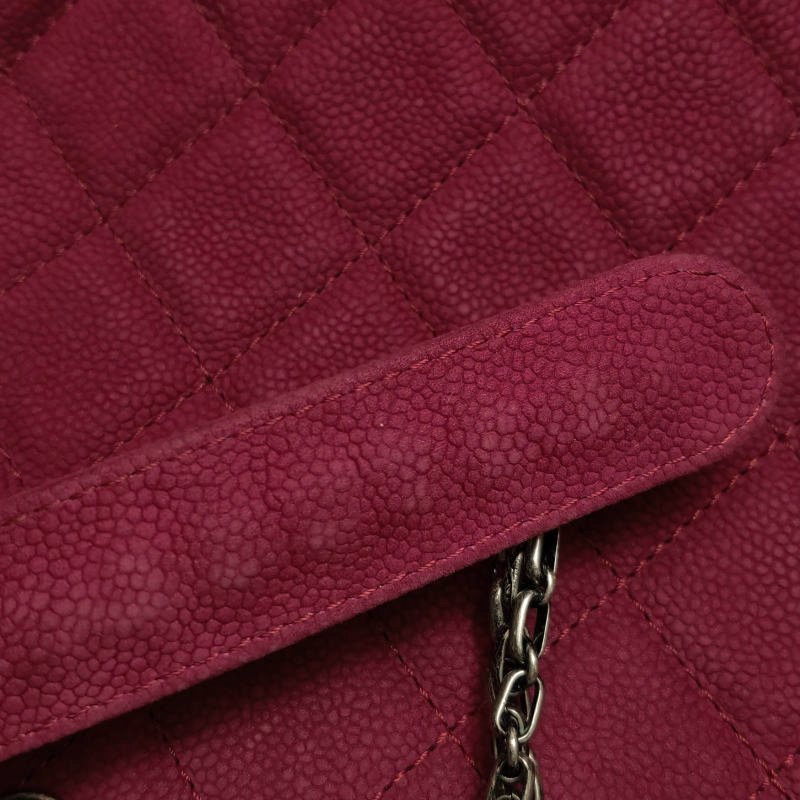 Chanel 2.55 Bag磨砂皮純色菱格絎縫矩形旋扣單肩包-10